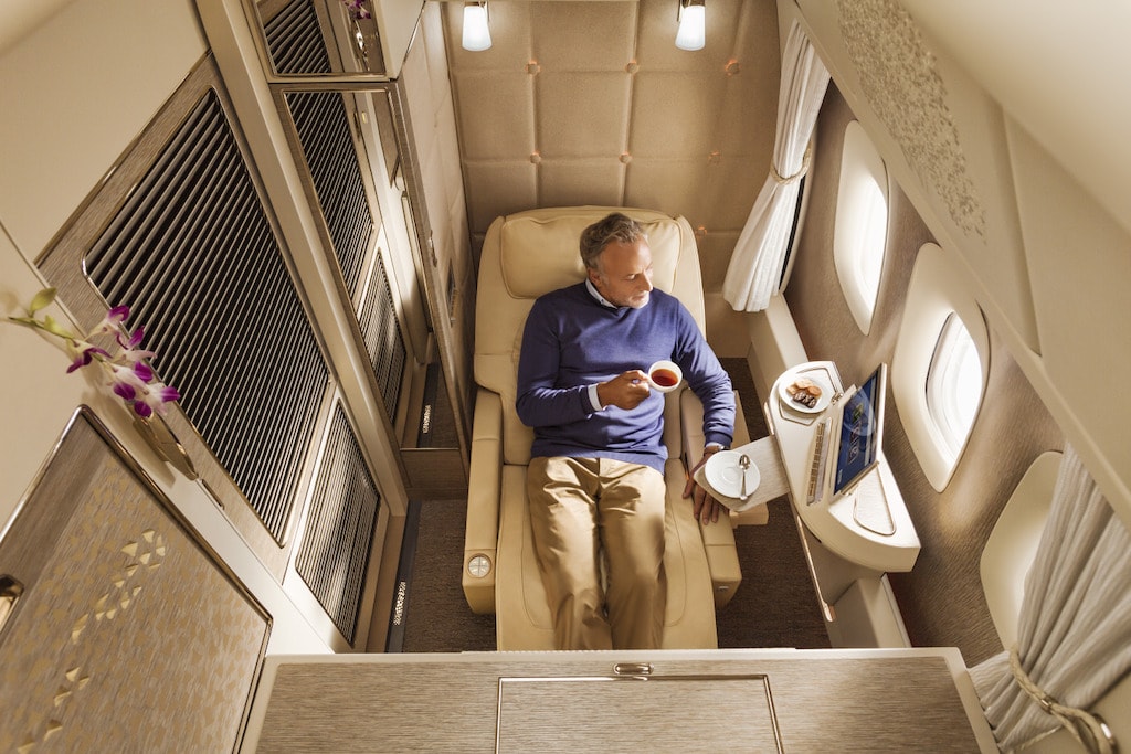 Emirates Boeing 777 First Class private suite inside