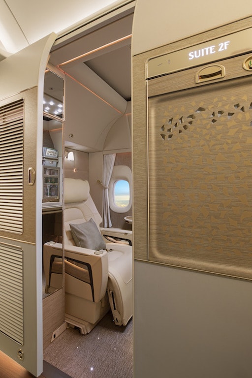 Emirates Boeing 777 First Class private suite outside